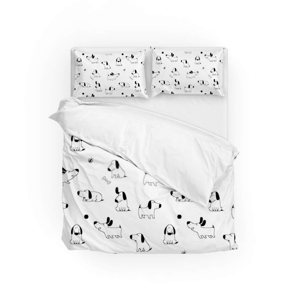 Housse de couette motif chiens mignons CHEHONG parure douce pour des nuits douillettes
