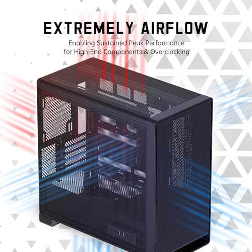 Image of GOLDEN FIELD WindChaser M-ATX Computer Case - Ultimate Cooling Mesh Panel with Tool-Free Design, 360mm Radiator | 180mm CPU Cooler | 410mm GPU | USB3.0 | Type-C, Mid Tower Chassis Gaming PC Case -Dark