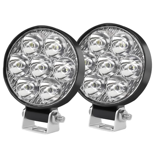 Jumpdy 2.5 inch LED Round Light Bar 2 Pcs, Work Light Round Flood Light, Off Road Vehicle Lights LED Lights for Trucks, Off Road Vehicles, ATVs, UTVs, 4WDs, Boats, etc., Long Lifespan