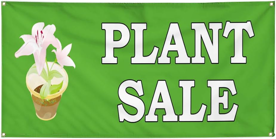 Vinyl Banner Multiple Sizes Plant Sale Nursery Business Advertisement Business Outdoor Weatherproof Industrial Yard Signs Green 4 Grommets 24x36Inches