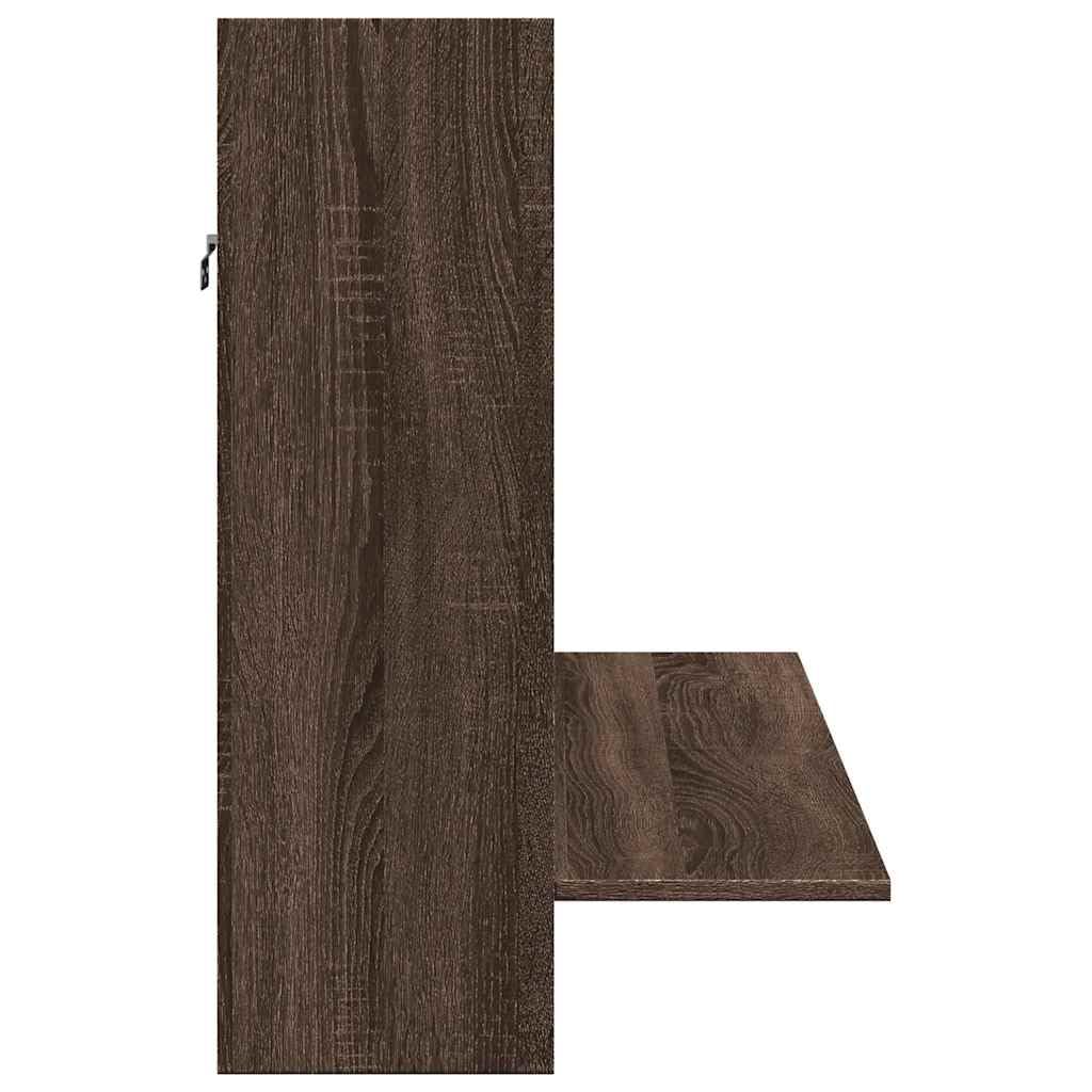 Scrivania da parete marrone effetto rovere, 105 x 48 x 75 cm, tavolo sospeso per laptop in legno con spazio e 6 scomparti, scrivania per computer salvaspazio per casa, ufficio e corridoio