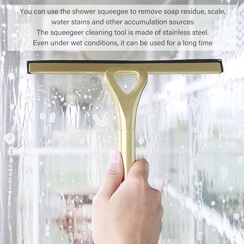 Image of TOPINCN Stainless Steel Squeegee Window Cleaning Glassware Household Tile Squeegees Mirror Scratch Artifact for Glass Cleaner Gold Shower Squeegees, TOPINCN8mb06ri1sk