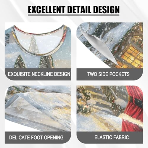 ALAZA Santa Claus Castle Xmas Merry Christmas Pajamas Set Short Sleeve Cotton Sleepwear Summer Pjs 2 Piece 5-14Y4