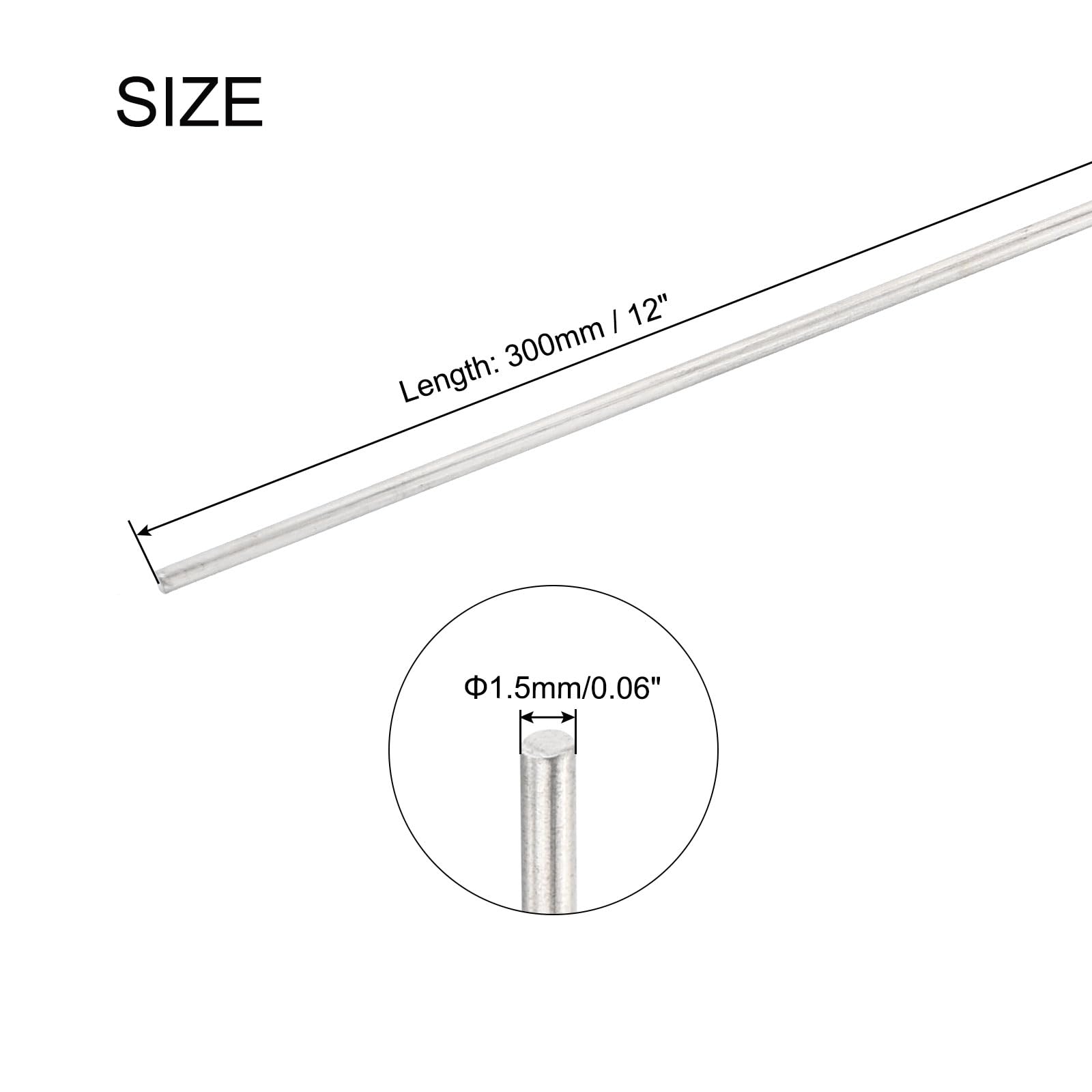 QUARKZMAN Messing stang, ronde stang van massief messing, diameter 9,5 mm, lengte 305 mm, lengte lager draaibank stang voor DIY RC modellen, verpakking van 4 stuks