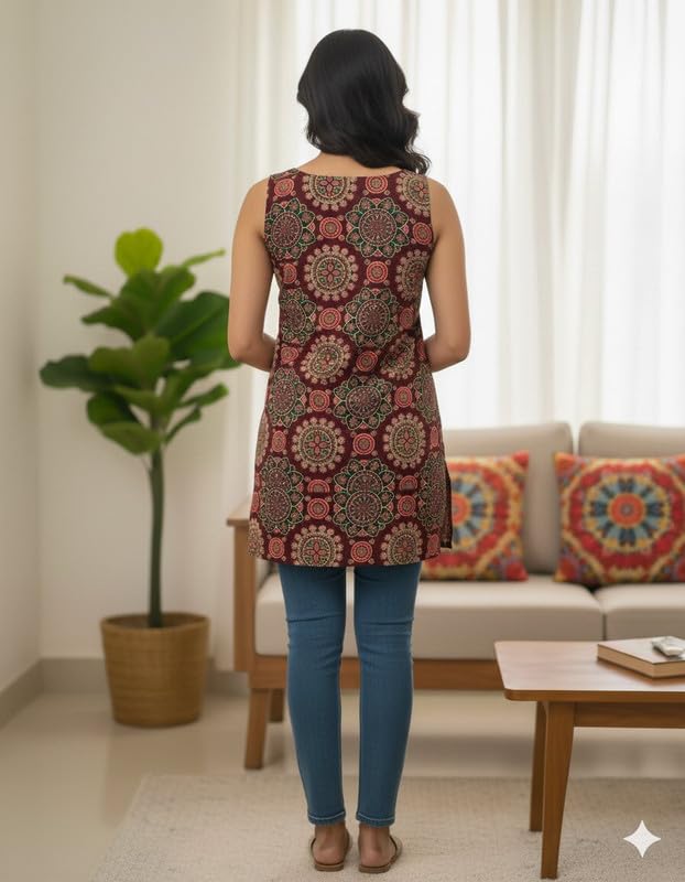 Image of SIROTA Rayon Short Top for Women | Tunic for Jeans | Western Short Kurti | Stylish Straight Ladies Kurta | Ethnic Kurta for Girls