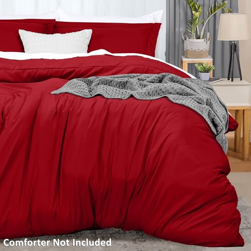 Utopia Bedding Duvet Cover Queen Size - 3 Piece with Zipper Closure - 1 Comforter Cover 90X90 Inches & 2 Pillow Shams 20X26 Inches (Red) Comforter Not Included