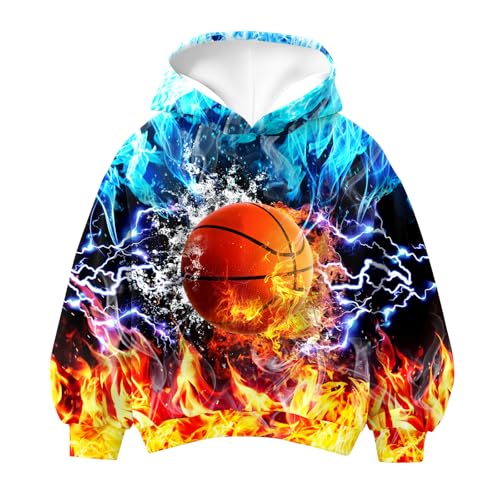 Idgreatim Flame Hoodies for Boys 7 8 Kids 3D Graphic Lightning Basketball Hooded Pullover Casual...