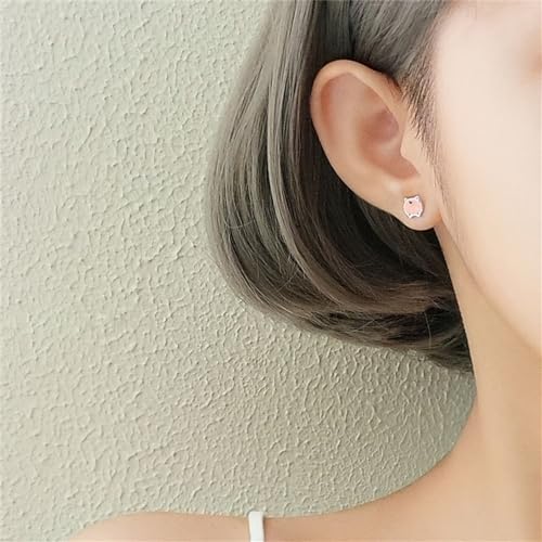 Cute Pig Butt Stud Earrings for Women Girls 925 Sterling Silver Hypoallergenic Pink Piglet Animal Back Design Cartilage Studs Earring Minimalist Dainty Birthday Christmas Thanksgiving Jewelry Gifts for Daughter Niece3