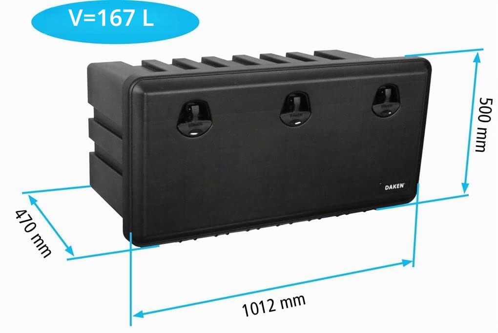 DAKEN Armario de Almacenamiento para Camiones Just 1000-81111, Caja de Herramientas Daken J167, Cajas de Almacenamiento, Caja de Suelo, 1012 x 500 x 470 mm, aprox. 167 Litros