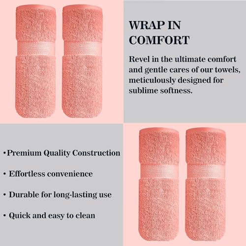 Image of Sulfar 100% Terry Ring Spun Cotton Face Towel - Quick-Dry, Highly Absorbent (480 GSM) (30 x 30 Cm) Coral Pink (Pack of 2)