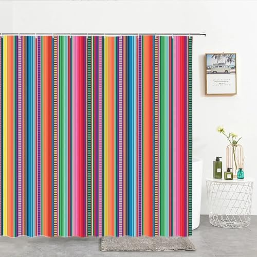 Rideau de douche imperméable à rayures 180x150cm pour salle de bain - 2