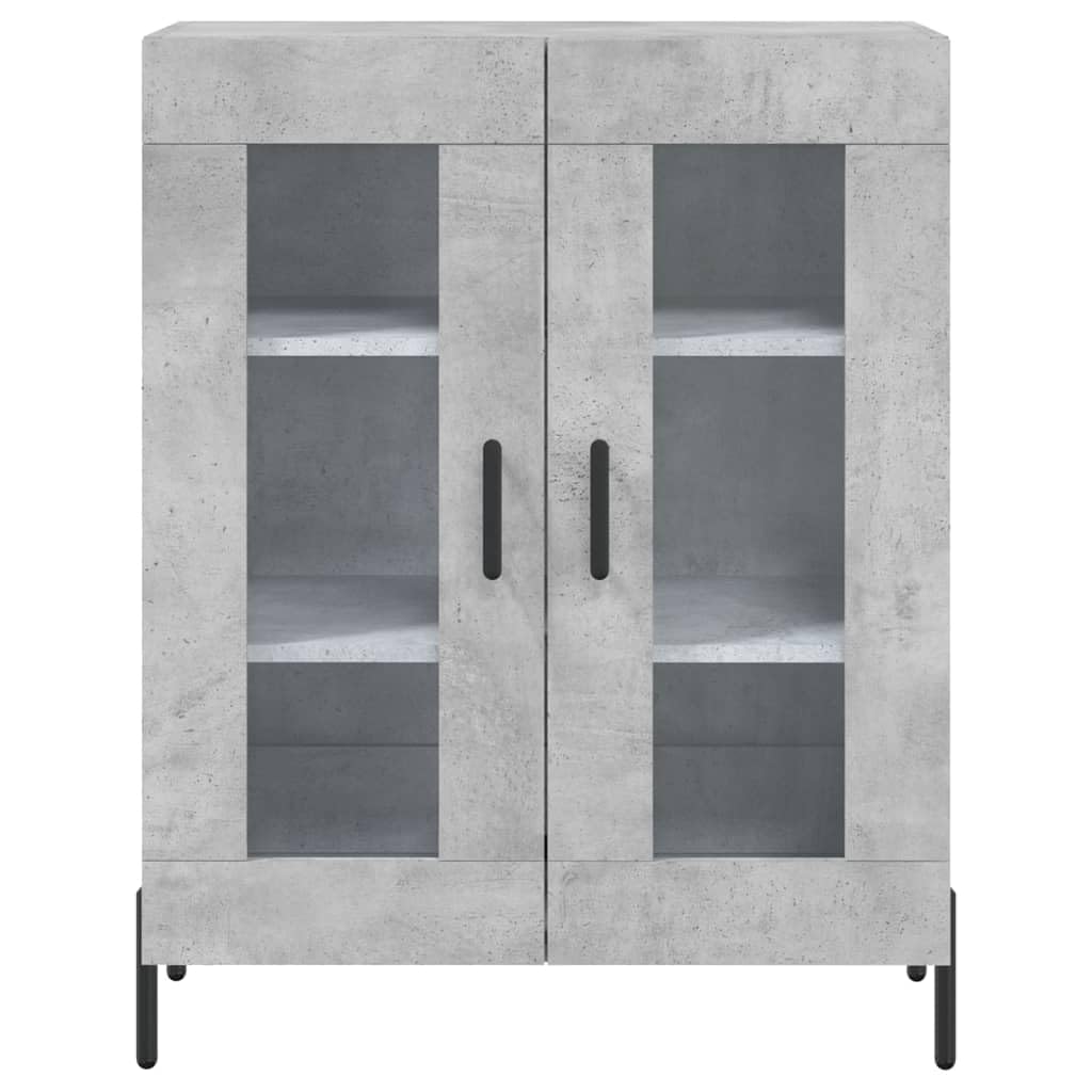 Armario de madera con mucho espacio y patas de metal estables, incluye soporte de pared para seguridad antivuelco, color gris hormigón (69,5 x 34 x 180 cm)