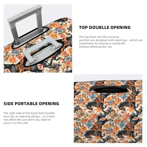 Luggage Cover - Black Horse Floral Print Travel Suitcase Covers For Luggage, High Elasticity Suit Case Cover Protector Fits 18-32 Inch4