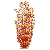 Lantian Plantas de plástico para decoración de acuario de hojas naranjas, extragrandes, 22 pulgadas de alto