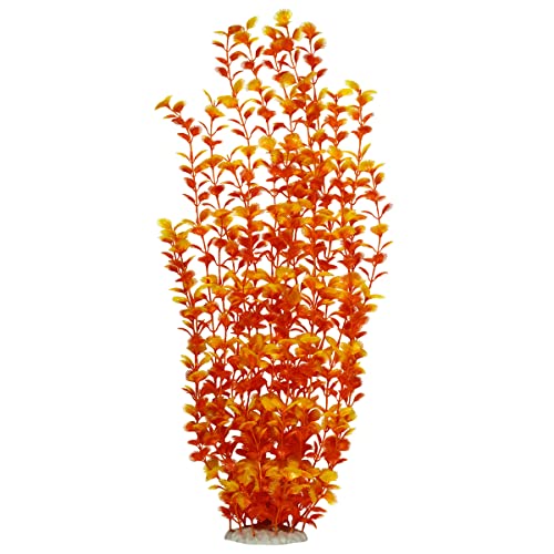 Lantian Plantas de plástico para decoración de acuario de hojas naranjas, extragrandes, 22 pulgadas de alto