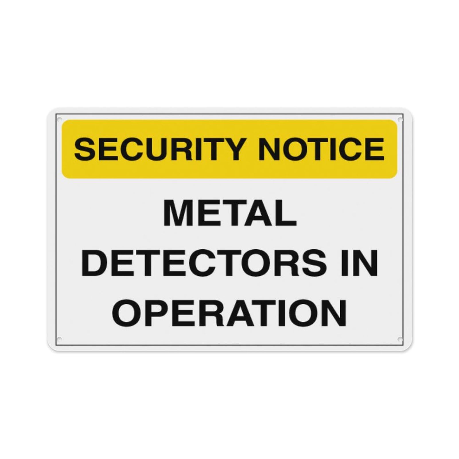 peiyeety Security Notice - Metal Detectors In Operation Aluminum Tin Warning Signs For Home Outdoor Garden 12X16 Inches