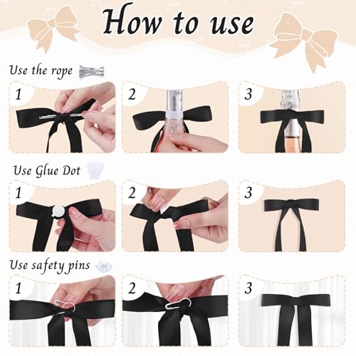Babenest 5 Sizes Black Bows Wall Decor, 40Pcs Satin Ribbon Bows for party - image 7
