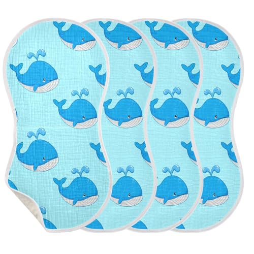 Cartoon Cute Whale Baby Burp Cloths Cotton Washcloths Absorbent Soft Burping Rags for Baby Girl Boys Muslin Burp Cloths 2 Pack3