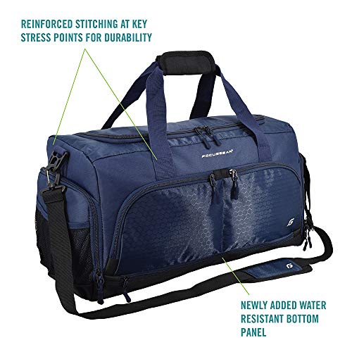 Ultimate Gym Bag 2.0: The Durable Crowdsource Designed Duffel Bag with 10 Optimal Compartments Including Water Resistant Pouch (Blue, Medium (20