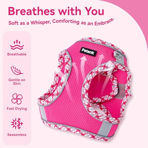 Image of Petank Dog Harness for Small Medium Dogs No Pull, Puppy Harness and Leash Set, Step in Dog Harness for Walking, Running, Training, Small Dog Vest (Pink, S)