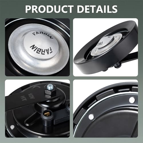 Image of FARBIN Car Horn Loud 12V High /Low Tone Super Loud Waterproof Motorcycle Horn for Trucks Pickups SUV (Black)