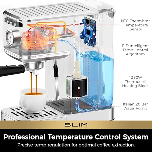 CHULUX Slim Espresso Machine with Milk Frother, 20 Bar Professional Italian Pump Espresso Coffee Machine for Home Cappuccino & Latte Maker, Stainless Steel, Silver - Image 4