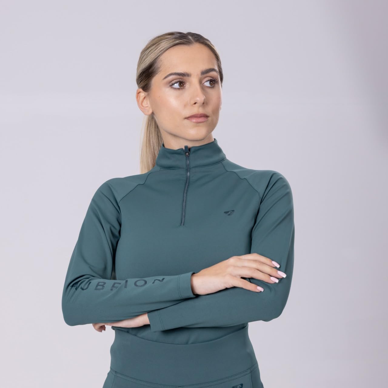 Aubrion Eltar Maglietta di Base Cerniera ad Un Quarto Donna (XS) (Verde)