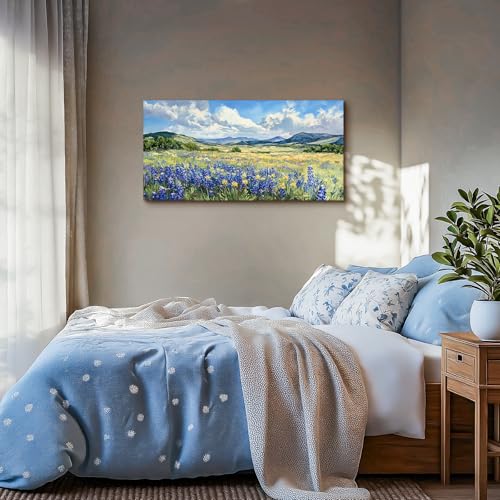 SERIMINO Nature Landscape Wall Art, Wilderness Meadow Wildflower Large Artwork, Rural Scenic Canvas Art Prints, Bright Natural Scenery Pictures Wall Decor Living Room Bedroom Rustic Farmhouse 20"X40"