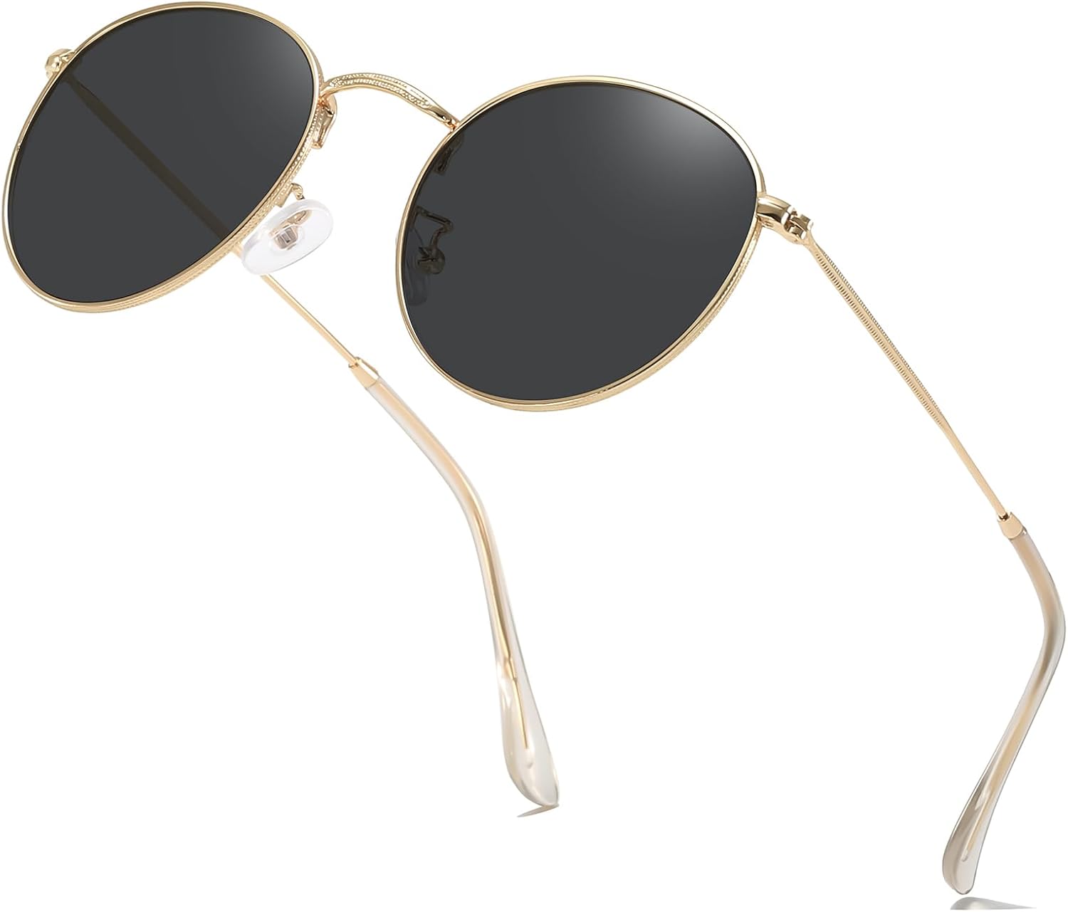 Small Round Polarized Sunglasses for Men Women Metal Frame Classic Retro UV400 Protection Unisex Vintage Shades