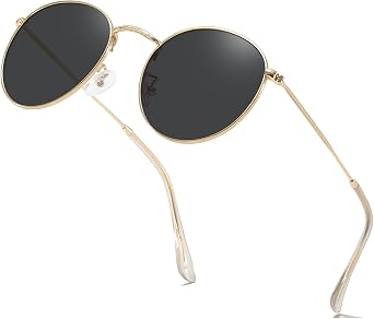 Small Round Polarized Sunglasses for Men Women Metal Frame Classic Retro UV400 Protection Unisex Vintage Shades