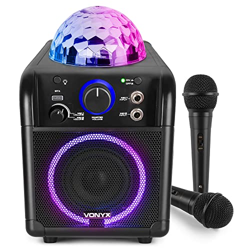 Vonyx SBS55B karaoke set met Bluetooth, 2 microfoons, lichteffecten en ingebouwde accu