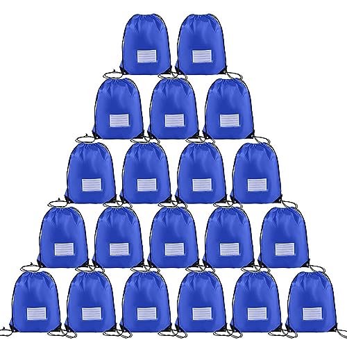 Drawstring Backpacks, 20 Pack Bulk Drawstring Bags, Cinch Bags for Outdoor Sports - Royal Blue