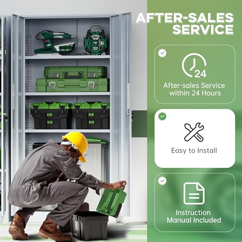 Image of INTERGREAT Metal Storage Cabinet, 72 inch H Lockable Steel Cabinets with Locking Doors, Storage Lockers with Adjustable Shelves for Office, Home, Garage, Gym, School (Cement Grey)
