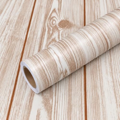 Image of HOME13 Wood Grain Wallpaper Peel and Stick Wood Contact Paper Self Adhesive Removable Thicken Wooden Wall Paper for Kitchen Cabinets Drawer Shelf Liner Waterproof(12x100 Inch, Terracotta)