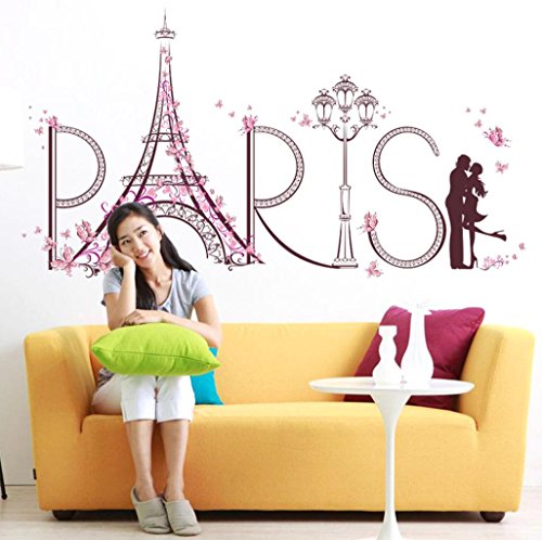 Keepfit Eiffel Tower Wall Stickers Romance, Paris Romantic Art Wall Poster Home Decor Diy Decorations #TOP2