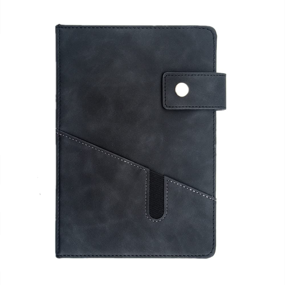 carpeta de cuero para negocios, Carpeta de conferencias portátil A5 organizador cartera(Black)