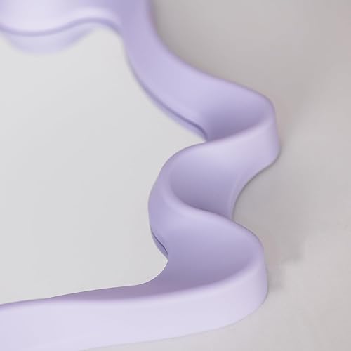 Miniatura 4 de Funerom Espejo de pared irregular de 15.8 x 11.8 pulgadas, espejo de pared pequeño, espejo ondulado color morado claro