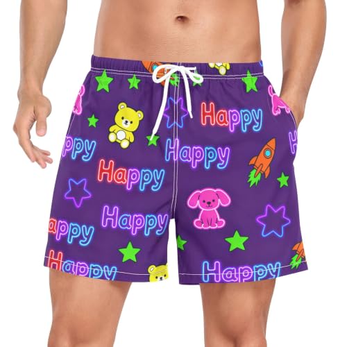 Traje de baño para hombre de oso y perro bañador morado secado rápido