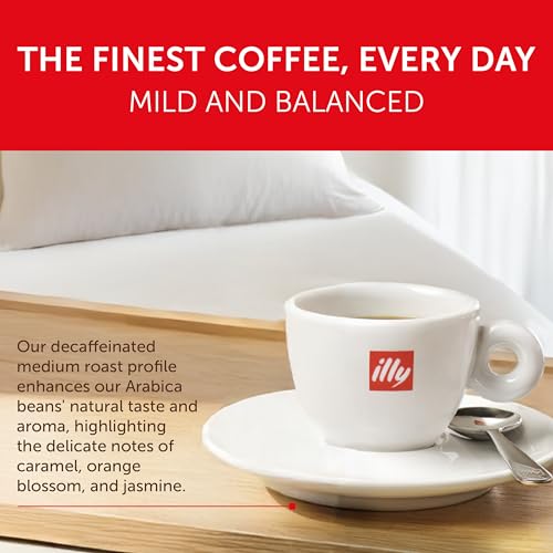 Image of illy Decaf Ground Espresso Coffee, Classico Medium Roast, 8.8oz, 12 Pack | 100% Arabica, Premium Italian Coffee, Pre-Ground for Espresso Machines