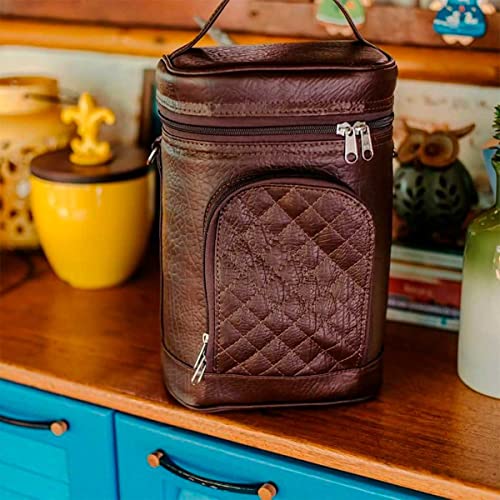 Porta Vinho Wine Bag Porta Garrafa De Vinho Térmica De Couro Premium 4 Divisões