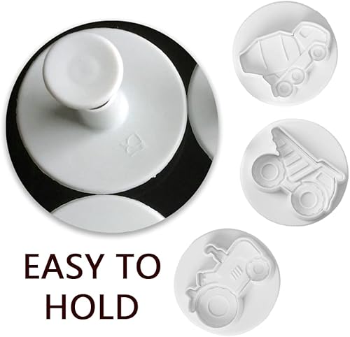 Miniatura 3 de Cortador de hornear para vehículos, 8 piezas de caricaturas 3D para automóvil, cortador de tartas de galletas, corteza de pastelería, sello de