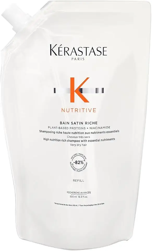 Kérastase | Shampoo Bain | Nutritive Satin Riche | Nutrição para cabelos muito secos | Hidratação | Brilho | Maciez | Niacinamida | Glicerina | Refil | 500ml