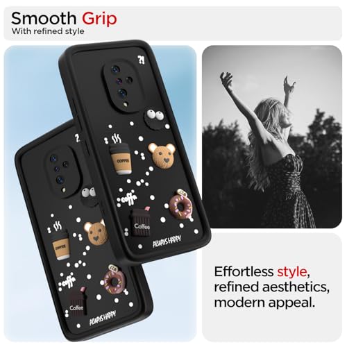 Image of Pikkme Back Cover for Vivo S1 Pro | Cute Fun Cartoon 3D Bear Silicone Full Body Protection Bumper Case (Black)