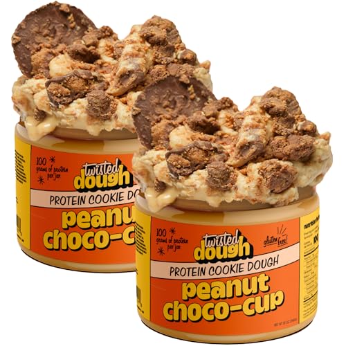 Image of Twisted Dough Protein Cookie Dough, Peanut Butter Chunk Flavor, 2 Pack, 100g Protein, Healthy Snacks, Gluten Free Edible Cookie Snack, High Protein Low Carb & Low Sugar Dessert for Kids & Adults, Keto Friendly