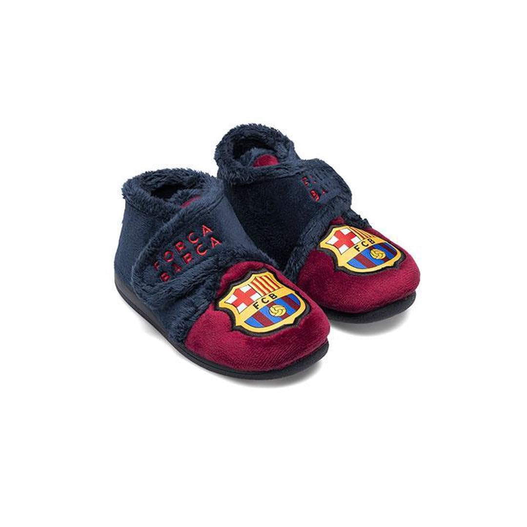 MARPEN SLIPPERS, Zapatillas de Casa Botitas de Invierno del FC Barcelona de Fútbol con Velcro para Niño o Niña
