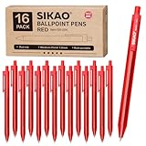 Sikao Red Pens, 16 Pack Retractable Ballpoint Pens, Red Ink 1.0mm Medium Point, Smooth Writing No-Smear Click Pens for Teachers Grading, Students Note-Taking, Office Proofreading & School Supplies