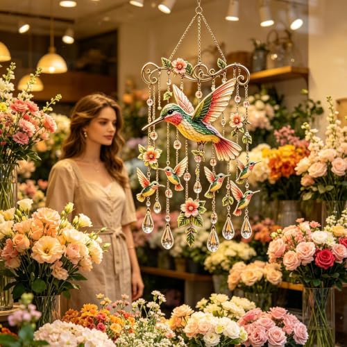 Campanas de viento de colibrí metálico, el regalo ideal para amantes del jardín y terrazas 7