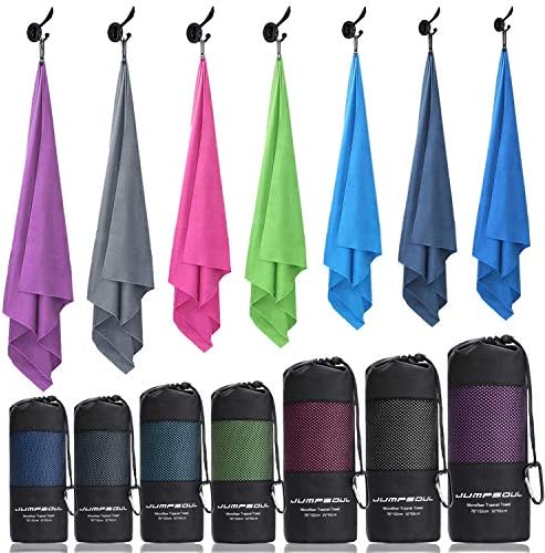 JUMPSOUL Premium Microfiber Sports Travel Towel 27 Size Pack - Fast Drying, Soft, Ultra Absorbent, Compact, Lightweight. Best Towel for Camping, Beach, Bath, Yoga, Gym, Hiking, Backpacking…