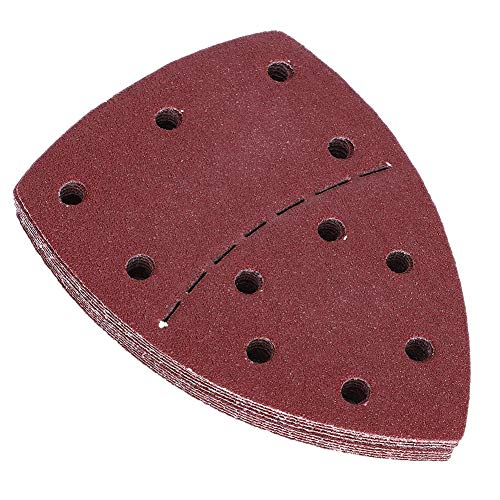 ZJchao 60 Hojas de Papel de Lija de 140 X 140 X 100 Mm con 11 Agujeros, Papel Abrasivo para Lijadora de Palma para Carpintería y Pulido (malla 60)