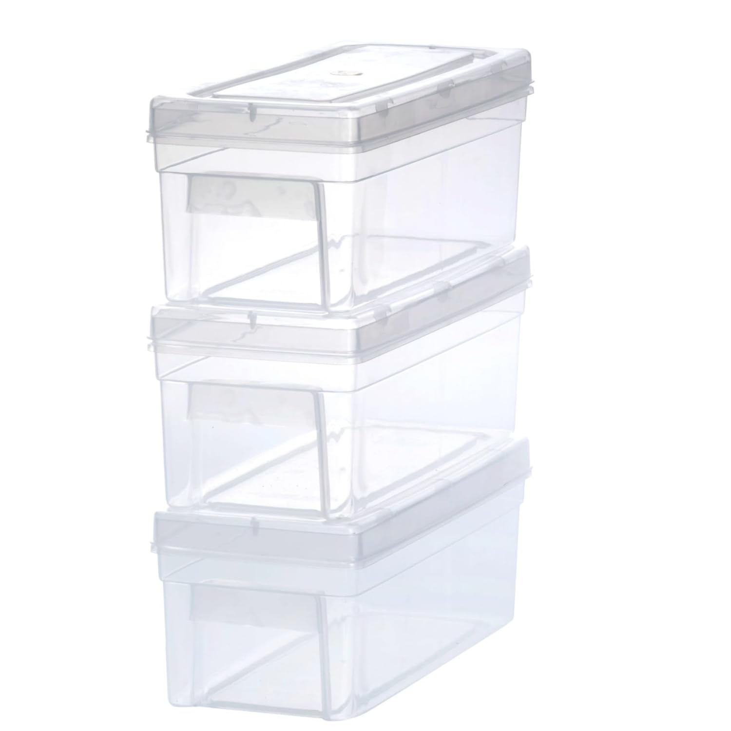Chetan Plastic Storage Boxes, Transparent Containers, Medium Boxes With Lock System for Jewellery 25x9x10.5 Cm - Pack of 3 - Design 36